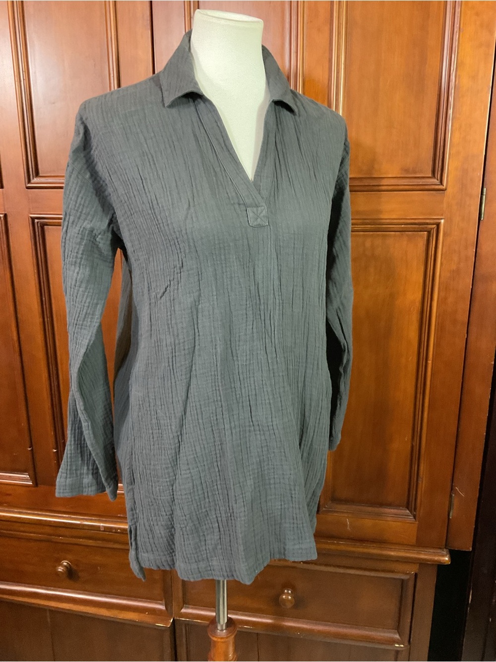 Pure Jill Women’s Organically Grown Cotton Tunic Solid Gray Lknw Size Small As P